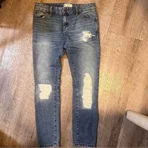FREE PEOPLE • Ripped Jeans Skinny Distressed Denim - Faded Blue Size 25